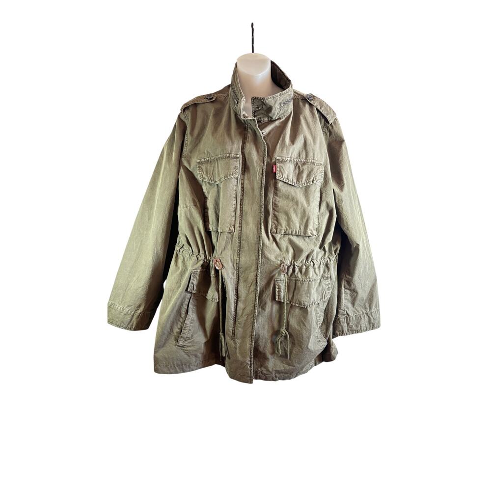 LEVI’S Womens Anorak Military Jacket 2XL Plus Size Army Green Utility Field Coat